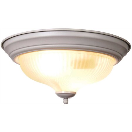 Monument 2-Light White Flushmount with Frosted Ribbed Swirl Glass 617029